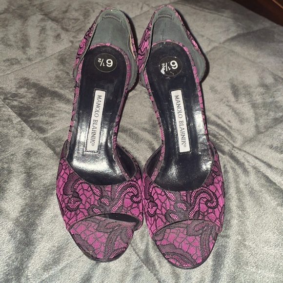 Manila Blahnik Lace Heels 6.5